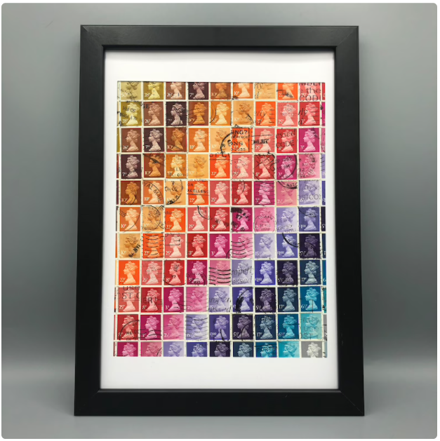 Multicoloured Fades Vintage Postage Stamp Art Handmade _ Etsy UK